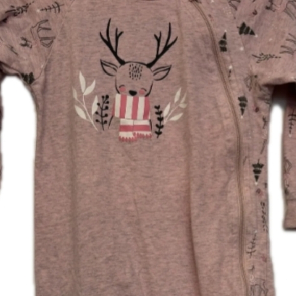 Tag Pink Deer Pattern Kids Footie - Picture 2 of 2
